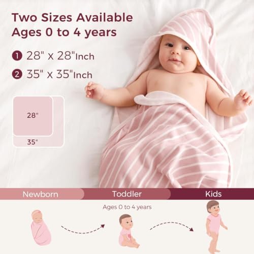 Momcozy Baby Towels, Soft Absorbent Bath Towel for Newborn&Toddler,Pink - Image 6