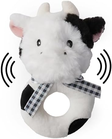 Bearington Collection Lil' Gilly 5.5 in Cow Baby Rattle - Baby Wrist Rattles - Plush Rattles Gift for Newborn by BearingtonCollection