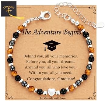 2026 Graduation Gift for Her, Graduation Bracelet Natural Stone Beads Bracelets Middle High School College 5th 8th Grade Grad Jewelry Gifts for Women Girls by VULETO