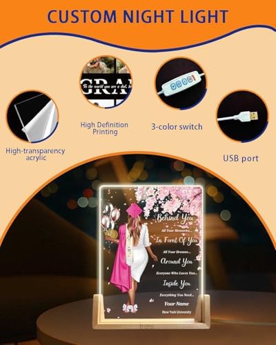 Personalized Name Graduation Gifts Custom Night Light LED Table Lamp Portrait Creator for Her 2026 University High School Keepsake(Girl C) - Image 6