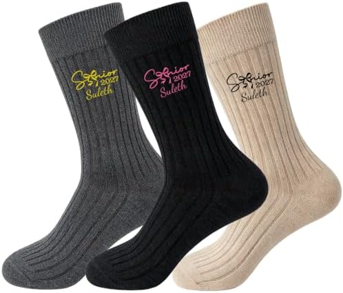 Personalized Name Senior - Class of 2027 Embroidered Socks Custom Socks with Name Gift for Graduates Unisex by GABSHAIM
