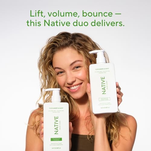 Native Shampoo and Conditioner Contain Naturally Derived Ingredients | All Hair Type Color & Treated From Fine to Dry Damaged, Sulfate & Dye Free - Cucumber & Mint, 16.5 fl oz each (2 pack) - Image 6
