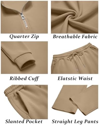 COOFANDY Men's 2 Piece Tracksuit Set Polo Athletic Sweatsuit Quarter Zip Jogging Long Sleeve Casual Sports Outfits - Image 5