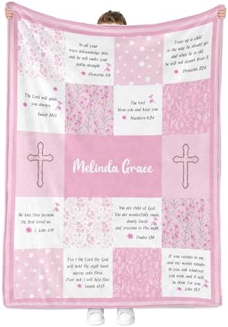 MDPrints Baptism Blanket for Girls, Customized Baptism Gifts for Girl, Personalized Baby Blankets for Girls with Name (Baptism DK19) - Image 3