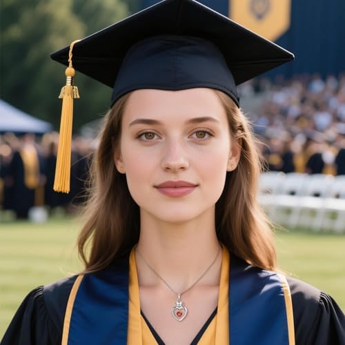 Eaciy Graduation Gifts for Women 2026, S925 Sterling Silver Heart Birthstone Graduation Cap Necklaces Class of 2026 High School College Graduations Gift for Girlfriend Her - Image 4