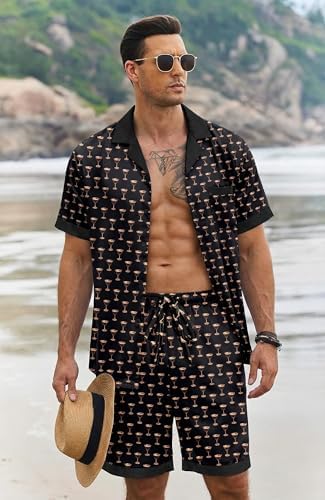 Ekouaer Men Silk Pajamas Set 2 Pieces Satin Pj Button Down Loungewear Sets - Image 3