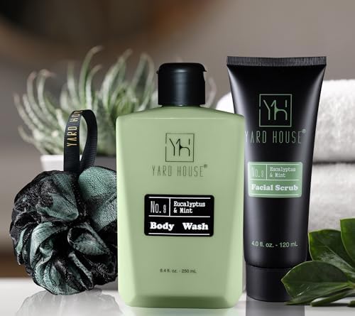 Yard House Mens Luxury Bath and Body Gift Set For Him - Skin Care Kit in Eucalyptus and Mint - Fathers Day Birthday Christmas Gifts Ideas For Men - 7Pcs Set w. Full Size Items in Leather Toiletry Bag - Image 4