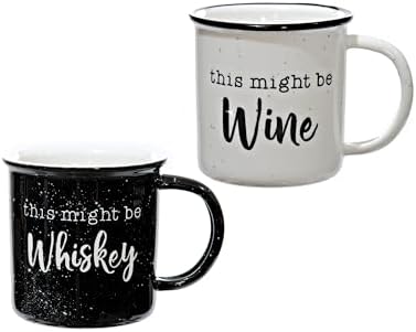 This Might Be Whiskey This Might Be Wine Mug Set of 2, 11 Ounce Couple Mug by MainEventUSA