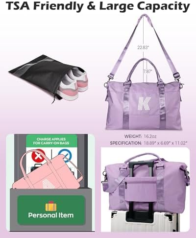 Teen Girl Gifts,Initial Travel Bag, Personalized Weekender Bag - Image 3