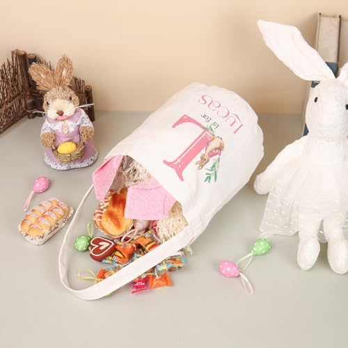 Personalized Bunny Ears Bucket Bag with Custom Name Photo-Easter Bag with Handle-Soft Egg Basket -Customized Easter Basket-Great for Carrying Gift Easter Eggs (Styles 2) - Image 5
