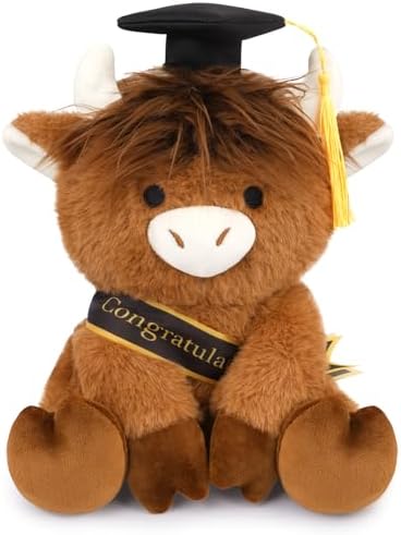 Class of 2026 Graduation Highland Cow Plush Toy-8inch Highland Cow by JIZWPOOM