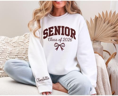 Love Signal Custom Embroidered Senior 2027 Sweatshirt, Personalized Class of 2027 Sweatshirt, Graduation Hoodie for Him Her - Image 2
