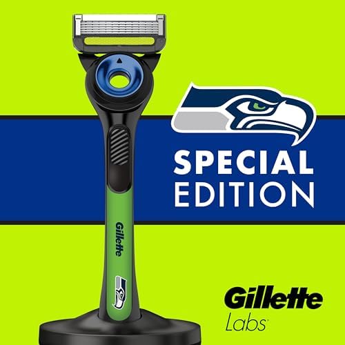 Gillette Labs Special NFL Seahawks Edition Shaving Razor for Men - 1 Handle, 1 Razor Blade Refill, Perfect for Game Day Grooming, GilletteLabs with Exfoliating Bar - Image 7