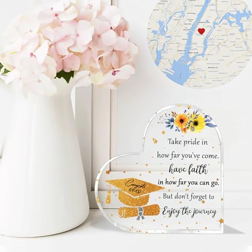 6'' College Graduation Gifts for Her Women Inspirational 2025 Graduation Gifts, Graduate Gifts Class of 2025, Grad Keepsake for College High School PHD Masters Degree Heart Acrylic Paperweight - Image 3