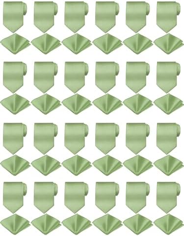 Zhanmai 48 Pcs Mens Ties and Pocket Square Set Satin by Zhanmai