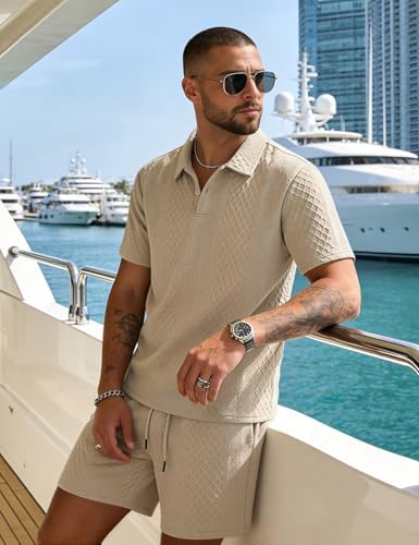 Men's 2 Pieces Outfits Casual Polo Shirt and Shorts Set Collar Athletic Jogging Summer Tracksuit - Image 4