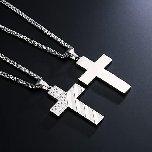 DuoDiner 18+2" Cross Necklace for Men Boys Christian Confirmation Gifts - Image 3