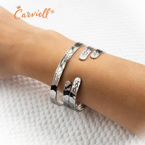Carviell Bracelets for Women – 100+ Meaningful Engraved Messages – Solid 316L Surgical Stainless Steel Cuff Bracelet – Gift Ready - Image 5