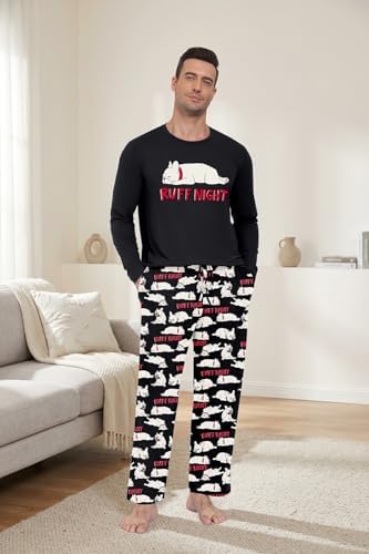 PrinStory Men's Pajama Sets Loungewear Sleepwear Pjs Lightweight Long Sleeve Shirts & Bottoms Soft Comfy Sleep Sets S-2XL - Image 3