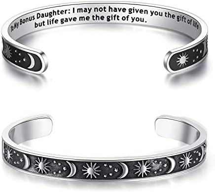 TONY & SANDY Inspirational Bracelets for Women Teen Girls Personalized Gifts for Daughter Granddaughter Mom Sister Friends Stainless Steel Engraved Cuff Birthday Easter Christmas by TONYSANDY