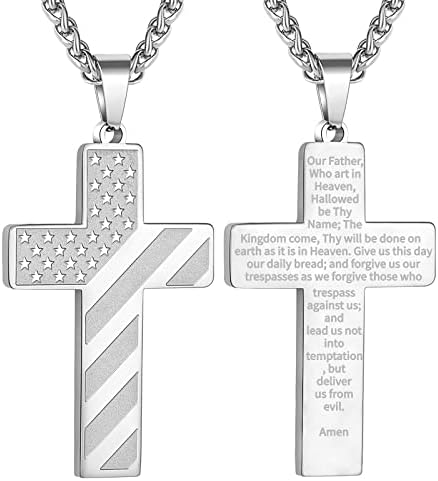 DuoDiner 18+2" Cross Necklace for Men Boys Christian Confirmation Gifts by Duodiner