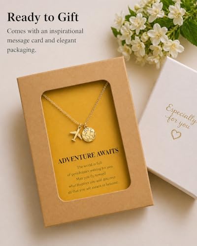 Zealmer Dainty 18K Gold Plated Compass World Map Pendant Necklace Graduation Gift for Friends - Image 5