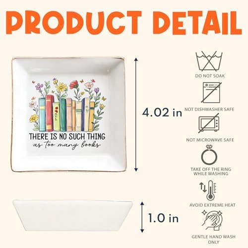 Book Lovers Gifts for Women – Floral Books 4" Jewelry Dish – Bookish Gift for Readers, Librarian, Bookworm, Teacher, Mom, Sister, Friend – Library Gifts, Book Gift for Birthday, Mother Day, Graduation - Image 6