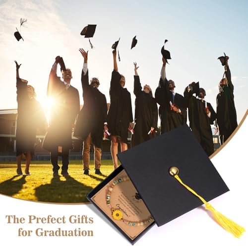 Graduation Gifts 2026 for Her Him, Class of 2026 Graduation Bracelets with Unique Cap Gift Box, Inspirational Keepsake for Women Men Middle High School University College Graduates - Image 2