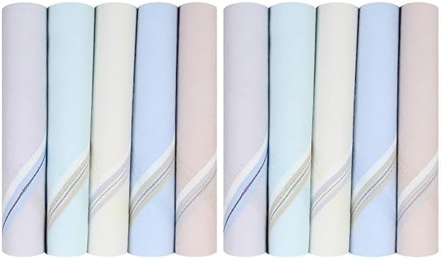 Caruso Italy Men's Premium 100% Pure Cotton Handkerchief Colored Border - (46x46 cm)