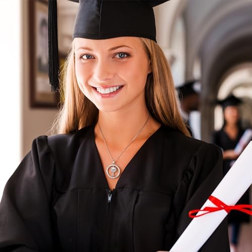 Ritach Graduation Gift for Her - Class of 2026 Graduation Cap Initial Necklace Silver Cubic Zirconia Graduation Necklace Masters Degree High School College Graduation Gift for Her - Image 2
