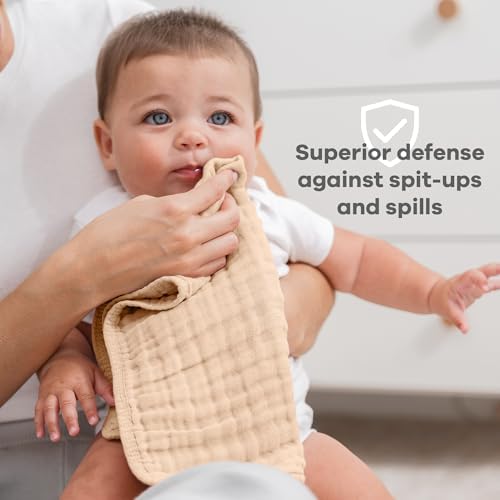 Comfy Cubs Muslin Burp Cloths 20x10" 6 Pack, Baby Burp Cloths - Cream - Image 4