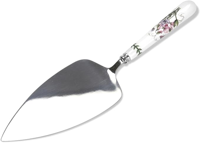 Portmeirion Botanic Garden 10.5" Cake Server - Stainless Steel Blade with Porcelain Handle, Chip-Resistant Glaze, Floral Motif - Durable Tableware for Slicing Cakes or Pies
