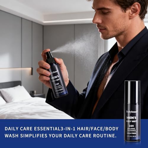 Gift for Men, 7-Piece Bath and Body Spa Gift Set, Men's Skin Care Includes 3-in-1 Face Wash, Handmade Soap, Body Mist, Lotion, Shower Sponge & Travel Bag-Gifts for Dad, Husband, Boyfriend and Friends - Image 5