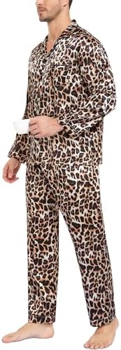 SWOMOG Mens Silk Satin Pajamas Set Long Sleeve Sleepwear Button-Down Pj Two-piece Loungewear with Long Pants S-XXL - Image 3