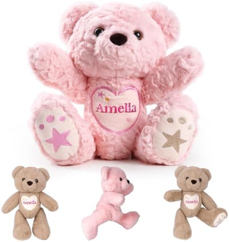 Personalized Bear Plush with Embroidery Name - Plush Stuffed Animal Toys by Cryphart-CustomGiftExpert