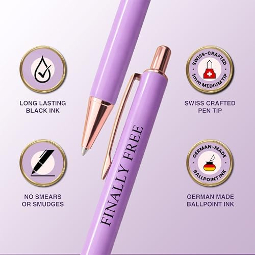 MESMOS 3pcs High End Luxury Happy Divorce Gifts for Women, Strong Woman Gifts, Gift to Cheer Someone up Women, Break up Gift for woman, Boss, & Friends. German-Ink & 1mm Swiss-Tip Motivational Pens - Image 5
