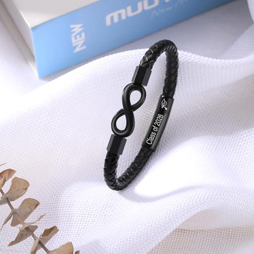 Leather Bracelet Gifts for Men, To My Son Bracelet Fathers Day Bracelet Gifts Dad Grandpa Love You Forever Engraved Birthday Valentines Graduation Gift Infinity Knot Jewelry - Image 5