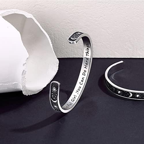 TONY & SANDY Inspirational Bracelets for Women Teen Girls Personalized Gifts for Daughter Granddaughter Mom Sister Friends Stainless Steel Engraved Cuff Birthday Easter Christmas - Image 2