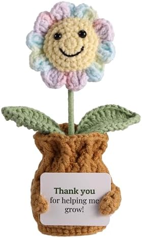 Teacher Appreciation Gifts Thank You for Helping Me Grow! Handmade Positive Sunflower Crochet Gifts for Women Thank You End of Year Graduation Teacher Gifts from Student by YOOJEE