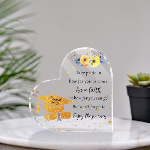 6'' College Graduation Gifts for Her Women Inspirational 2025 Graduation Gifts, Graduate Gifts Class of 2025, Grad Keepsake for College High School PHD Masters Degree Heart Acrylic Paperweight - Image 4