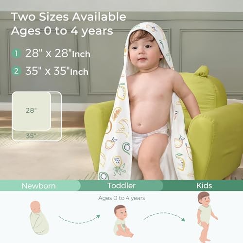 Momcozy Baby Towels, Soft Absorbent Bath Towel for Newborn&Toddler,Green - Image 2