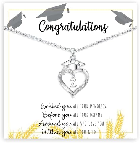 Graduation Gifts, Graduation Gift for Her Initial Necklaces for Women Class of 2026 Gifts Letter A - Z High Shool Senior Master Degree Graduate Necklace for Daughter Sister Granddaughter Girlfriend by BTYSUN