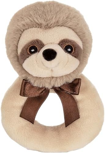 Bearington Collection Baby Lil’ Speedster, 5.5 Inch Sloth Plush Stuffed Animal Soft Ring Rattle, Sloth Baby Stuff by BearingtonCollection