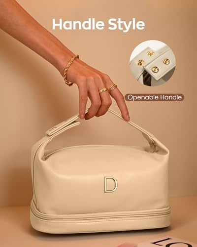 Women Gifts Initial Makeup Bag with Handle,Initial Double Layer - Image 3