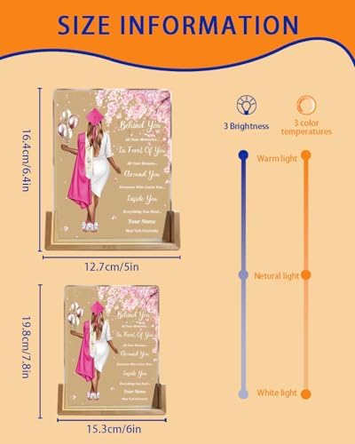 Personalized Name Graduation Gifts Custom Night Light LED Table Lamp Portrait Creator for Her 2026 University High School Keepsake(Girl C) - Image 3