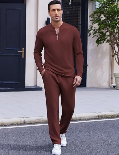 COOFANDY Men's 2 Piece Tracksuit Set Polo Athletic Sweatsuit Quarter Zip Jogging Long Sleeve Casual Sports Outfits - Image 2