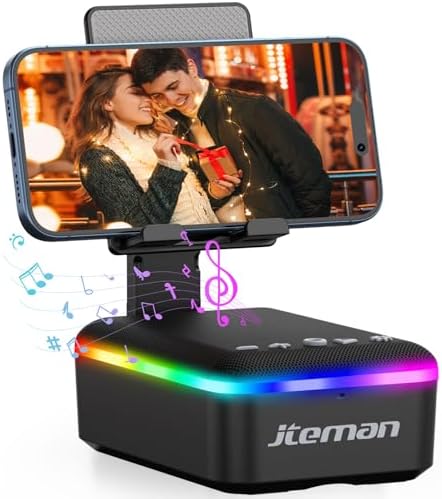 JTEMAN Gifts for Men Women,Cell Phone Stand with Bluetooth Speaker,LED Light,and Lanyard,Cool Tech Gadgets,Unique Birthday Gifts for Men Husband Mom Dad by jteman