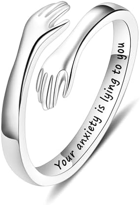 Yesteel S925 Sterling Silver Hug Ring for Women Teen Girls, Adjustable Ring Jewelry Mothers Day Birthday Gifts for Daughters Mom Sister Wife Friends Grandma by YESTEELJEWELRY