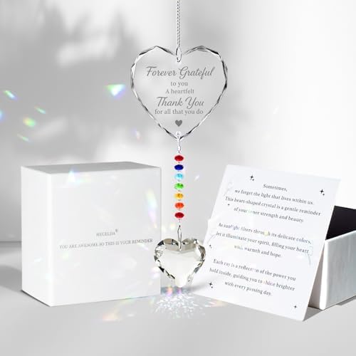 Hegelda Birthday Gifts for Women Friendship, for Friends Coworkers Her Wife Mom Daughter Sister Aunt Heart Crystals Suncacther (Thank You) by HEGELDA
