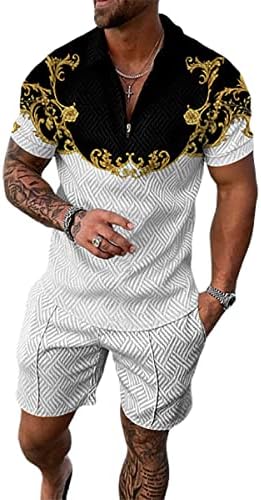 BIRW Men‘s Track Suits 2 Piece Summer Short Sets Outfits Fashion Polo Shirt Casual Short Sleeve and Shorts set by BIRW